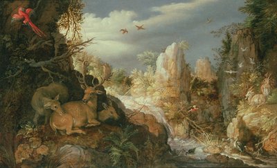 Mountain Landscape with Deer by Roelandt Jacobsz. Savery